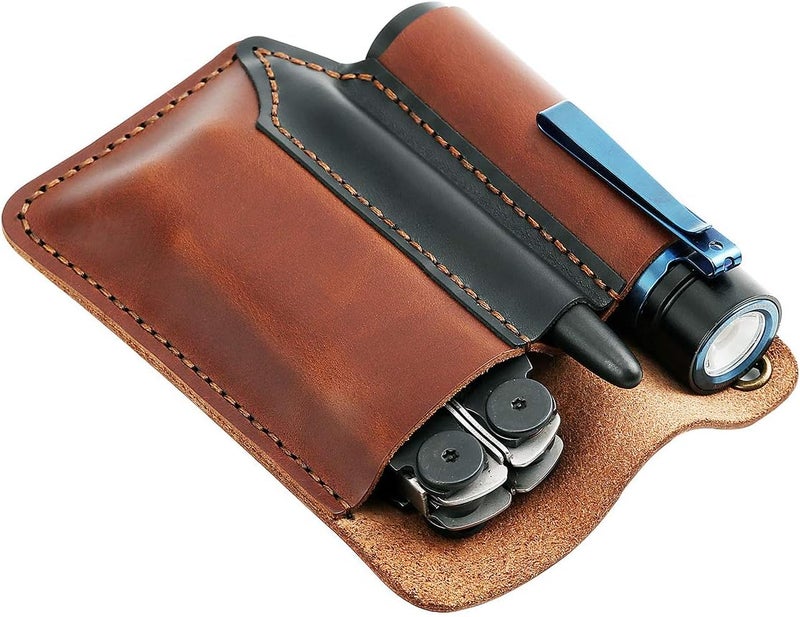 EASYANT Leather Men Pocket Organizer Leather EDC Tool Pouch Sheath Handmade Multitool Accessories Brown-Plus - Image 5